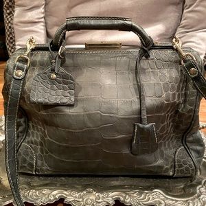 Dooney & Bourke Black Structured Croco Satchel.